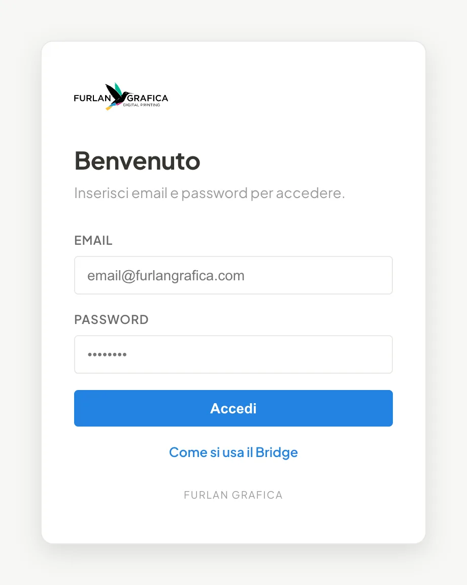 Schermata di accesso con email e password